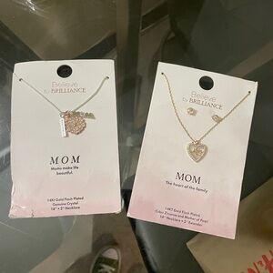 Gold and Silver plated Heart Necklaces w/one set earrings